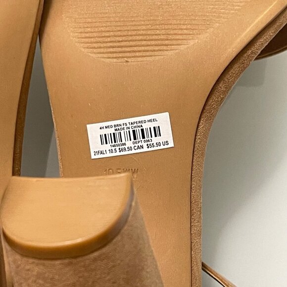 Torrid Womens New Beige Y2K Faux Suede Two Strap Tapered Heel Sandals 10.5WW - Picture 4 of 10